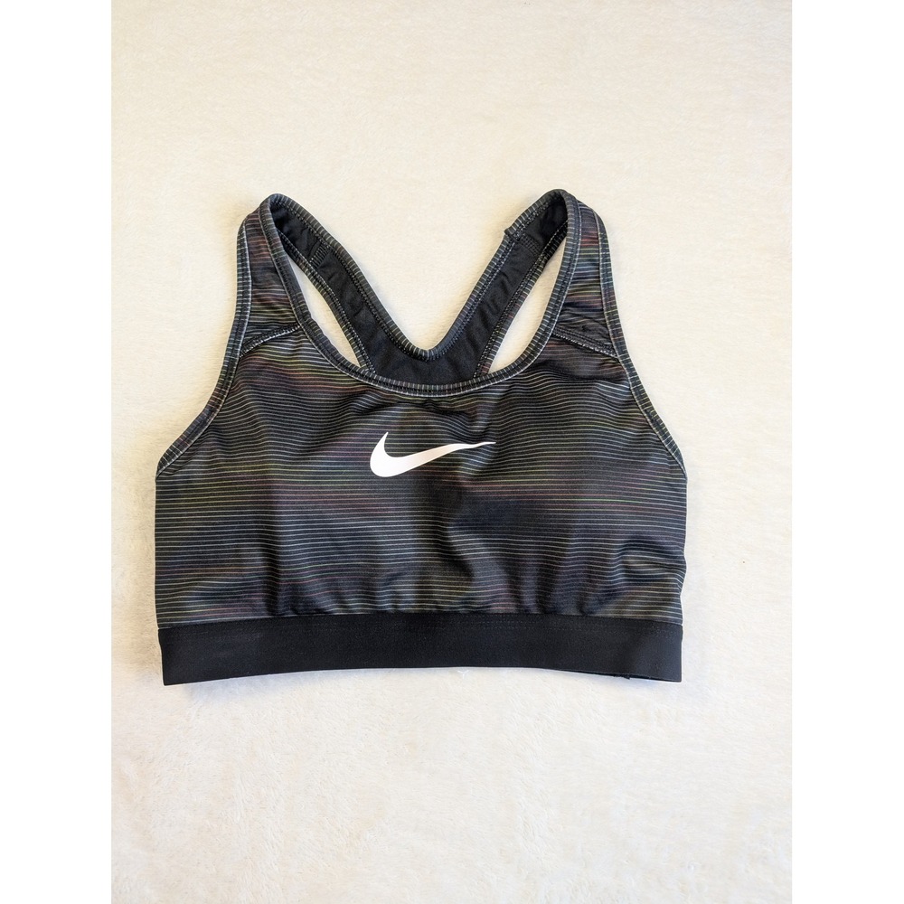 Nike Dri-FIT Sports Bra Medium‎ Impact Racerback Striped Black S